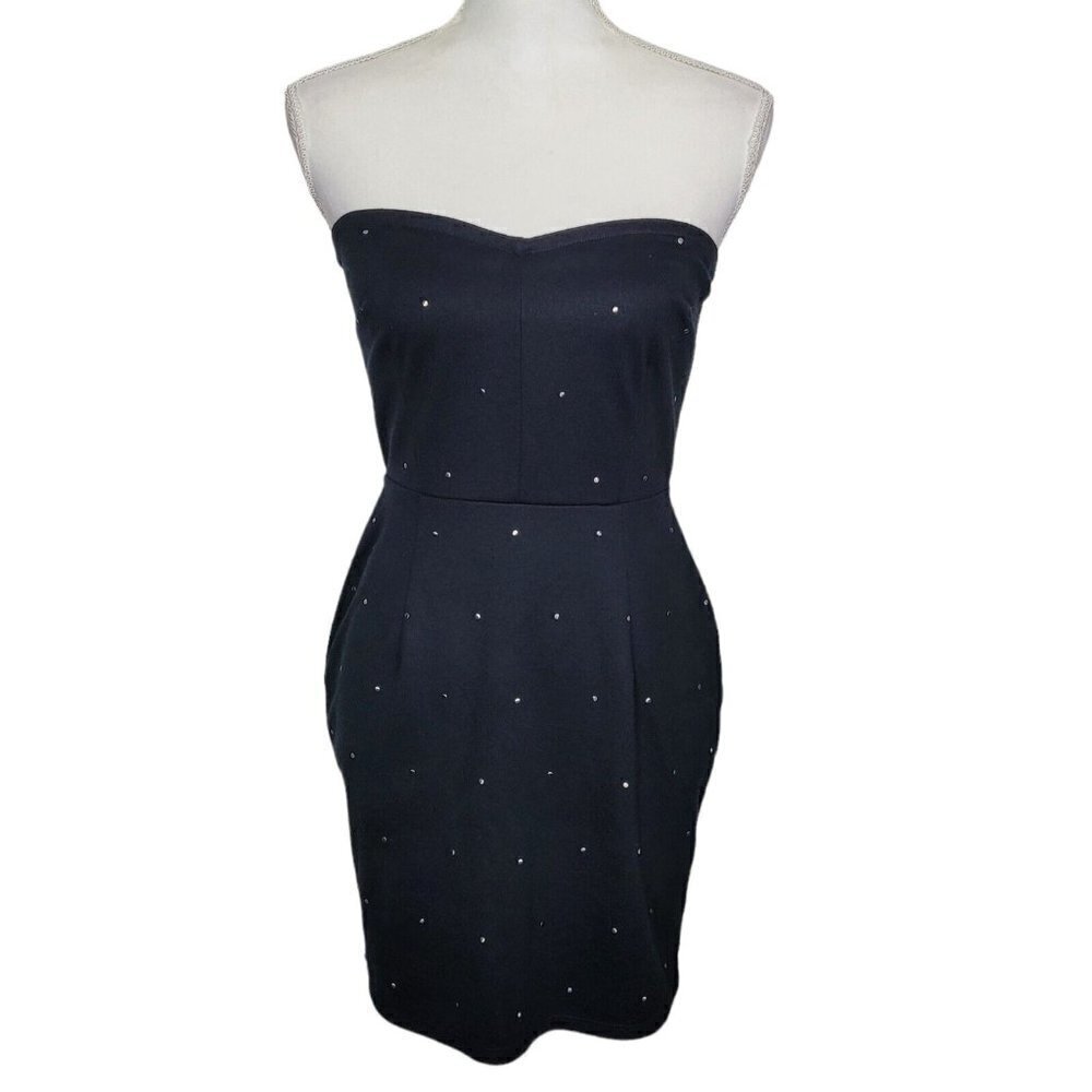 Urban Outfitters Silence + Noise Sz Med Studded Mini Dress Black Stretchy EUC